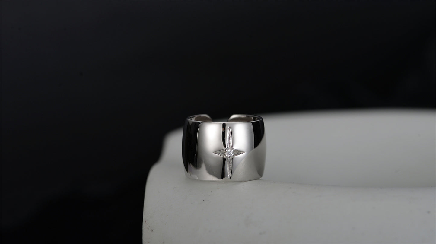 18k Gold-Plated and Rhodium-Plated Personality Star Rings-Adjustable Size