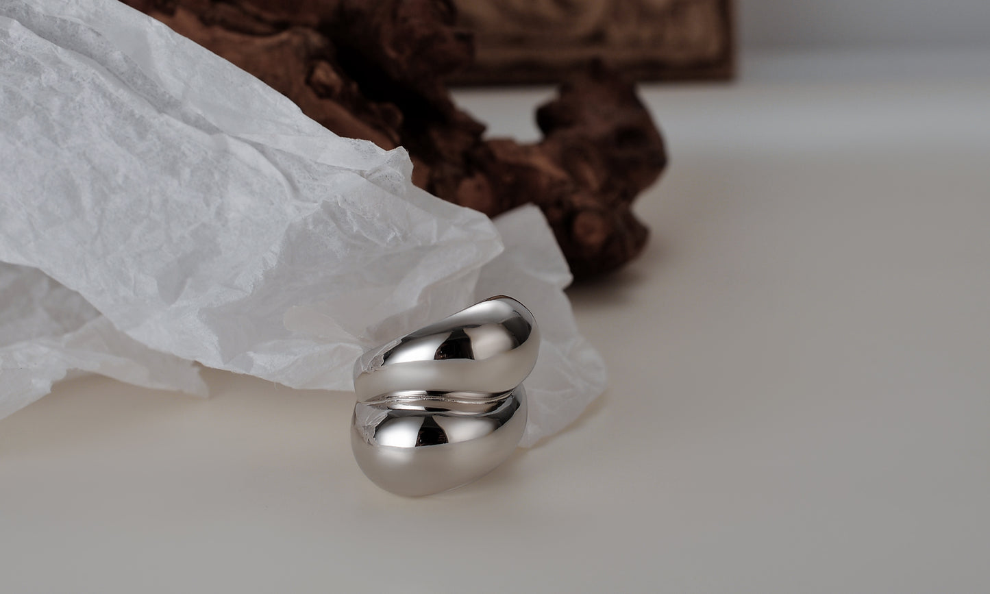 18k Gold-Plated and Sterling Silver Chunky Minimalist Rings-Adjustable Size