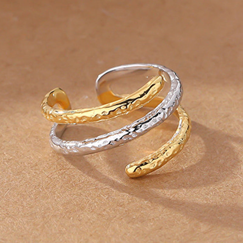 18k Gold-Plated and Rhodium Plated Uneven Twisted Open Rings- Adjustable Size