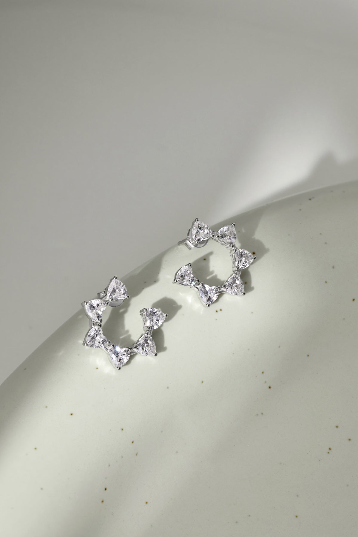 S925 Silver Star with Heart-Shaped Stone Earrings
