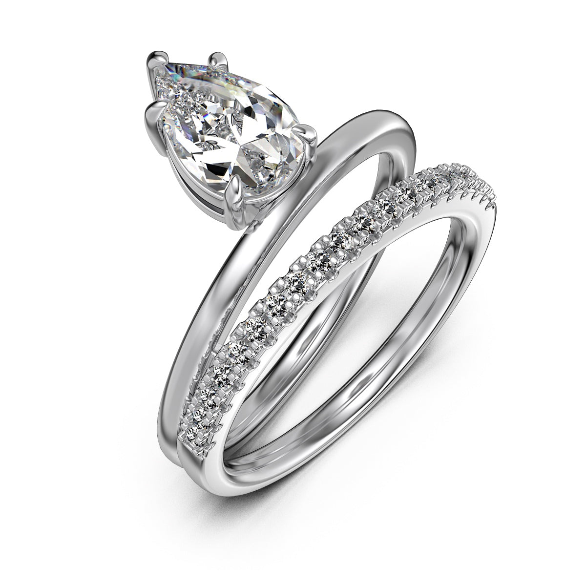 Radiant Teardrop Moissanite Ring Set