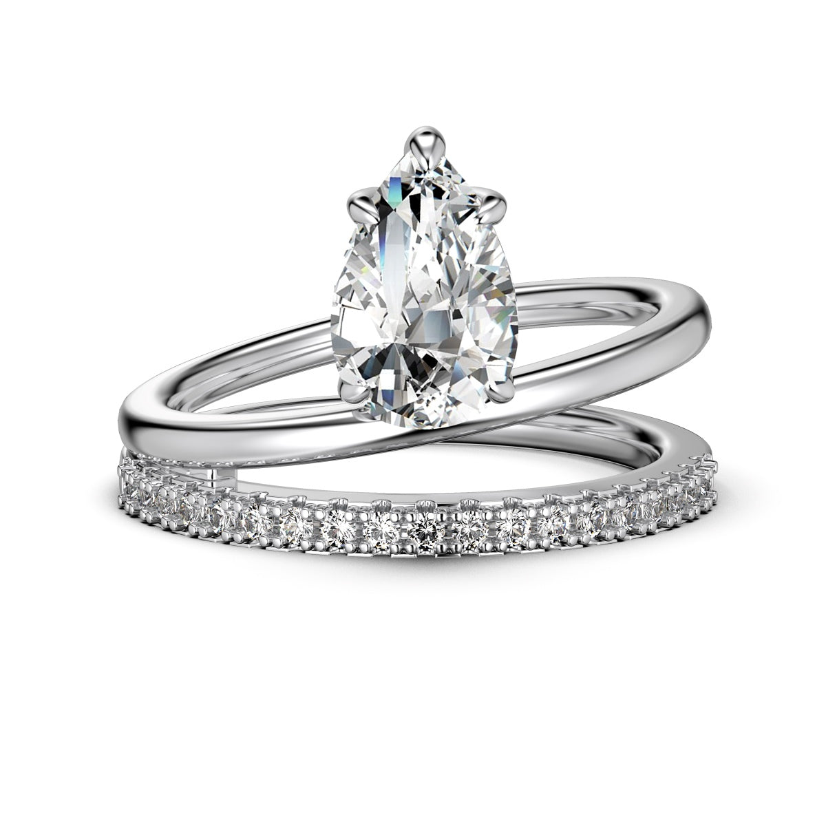 Radiant Teardrop Moissanite Ring Set