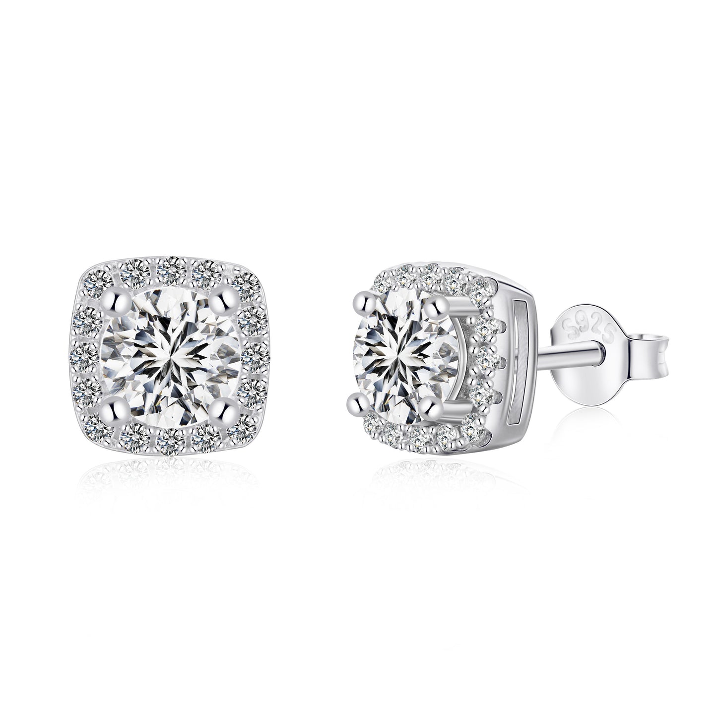 Brilliant Cushion Halo Studs