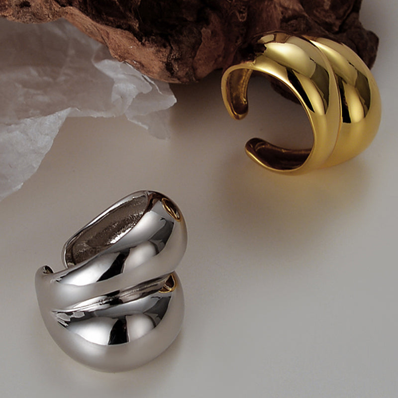 18k Gold-Plated and Sterling Silver Chunky Minimalist Rings-Adjustable Size