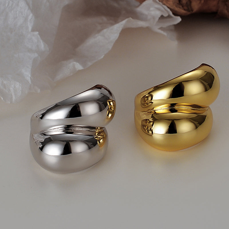 18k Gold-Plated and Sterling Silver Chunky Minimalist Rings-Adjustable Size