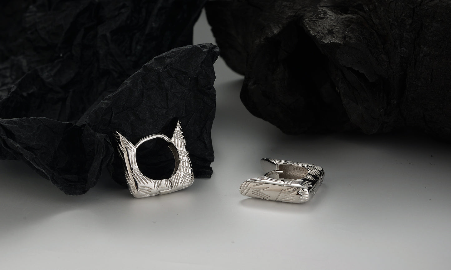 Sterling Silver Irregular Crack Texture Earrings