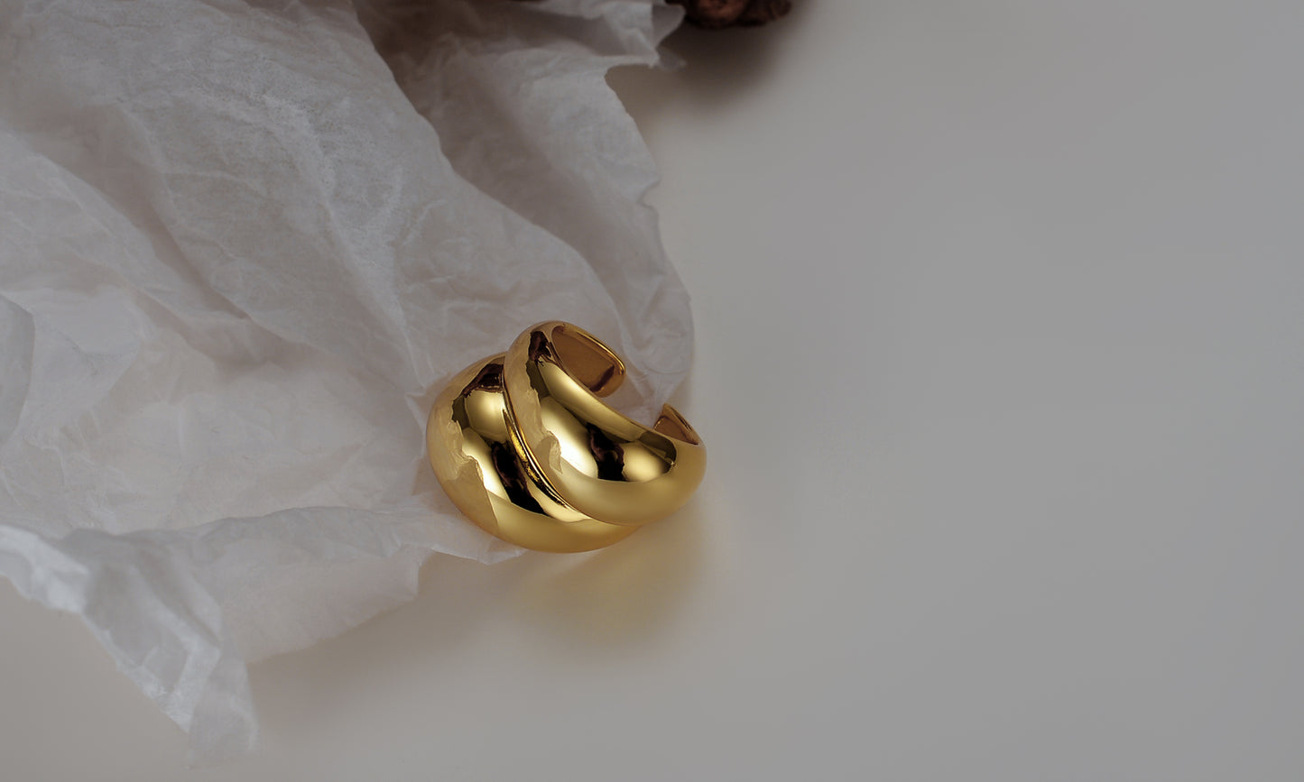18k Gold-Plated and Sterling Silver Chunky Minimalist Rings-Adjustable Size