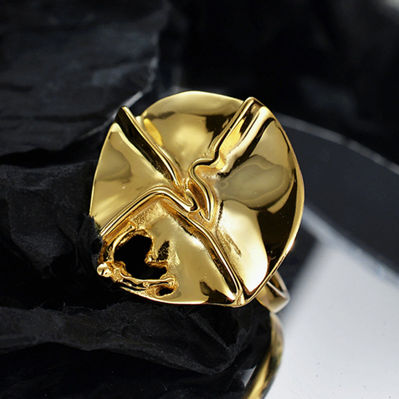 18K Gold-Plated and Rhodium-Plated Irregular Cross Ring-Adjustable Size