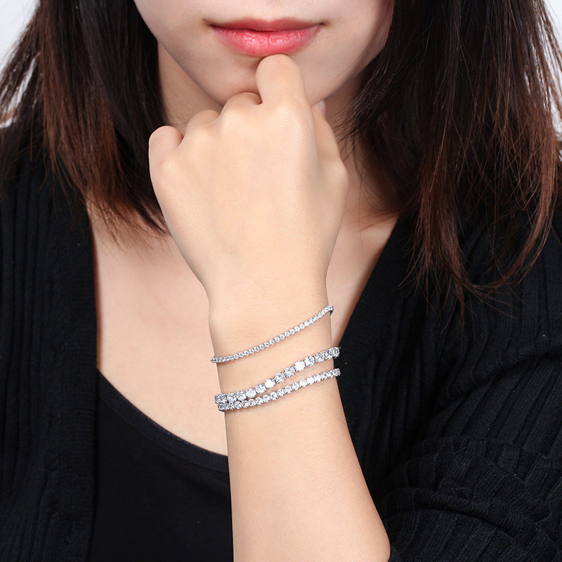 Rhodium-Plated Round Cubic Zirconia Tennis Bracelet