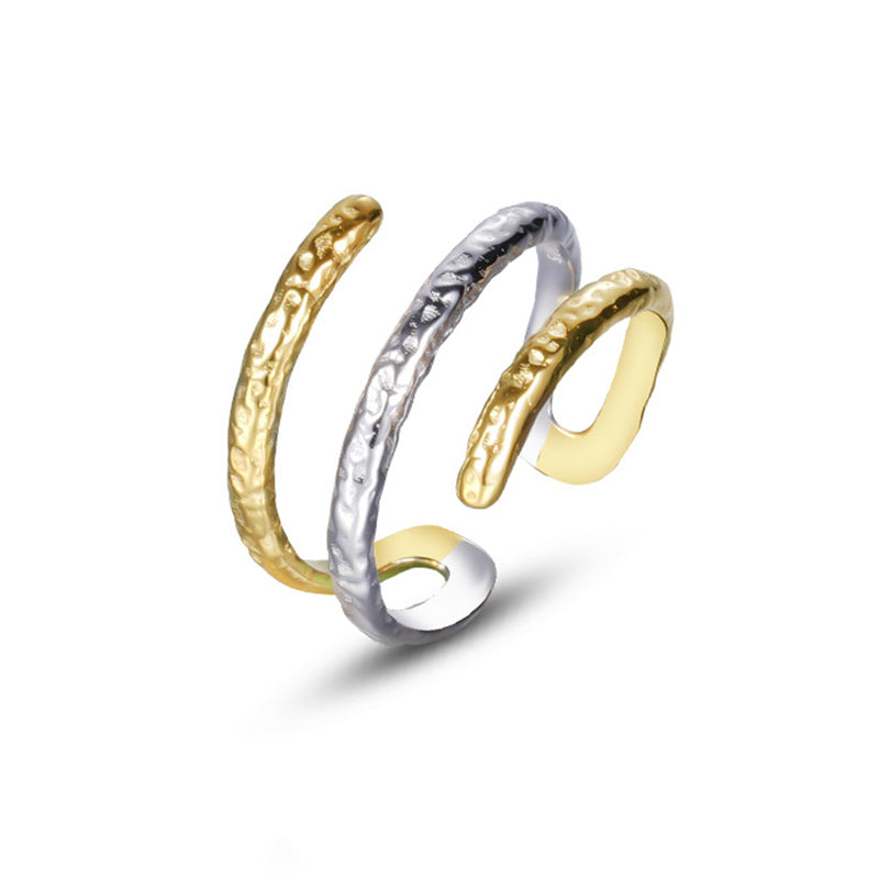 18k Gold-Plated and Rhodium Plated Uneven Twisted Open Rings- Adjustable Size