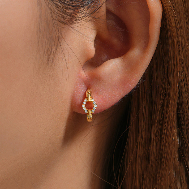 18k Gold-Plated Round Hollow Earrings