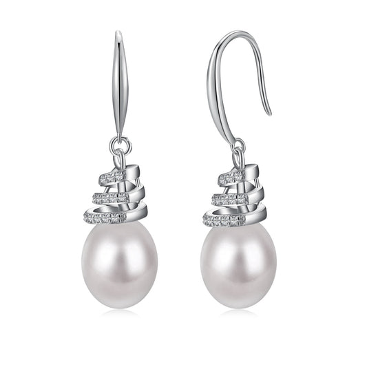 Elysian Swirl Pearl Drop Earrings