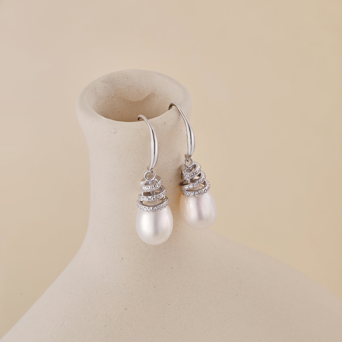 Elysian Swirl Pearl Drop Earrings