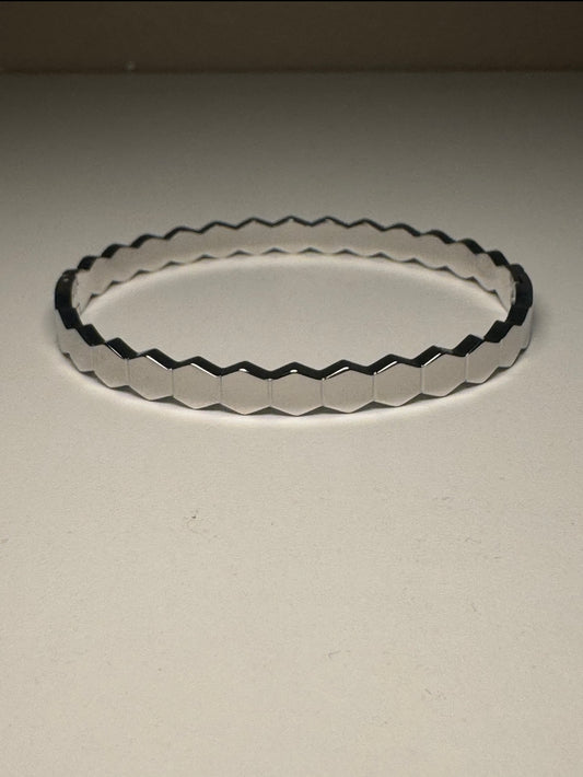 Honeycomb Silver Bangle