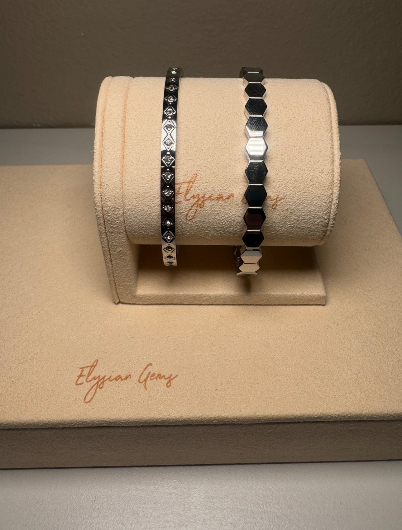 Honeycomb Silver Bangle