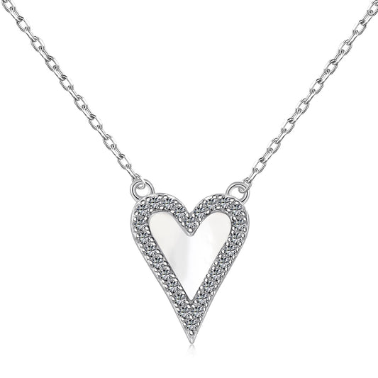 Eternal Radiance: S925 Rhodium-Plated White Heart Necklace