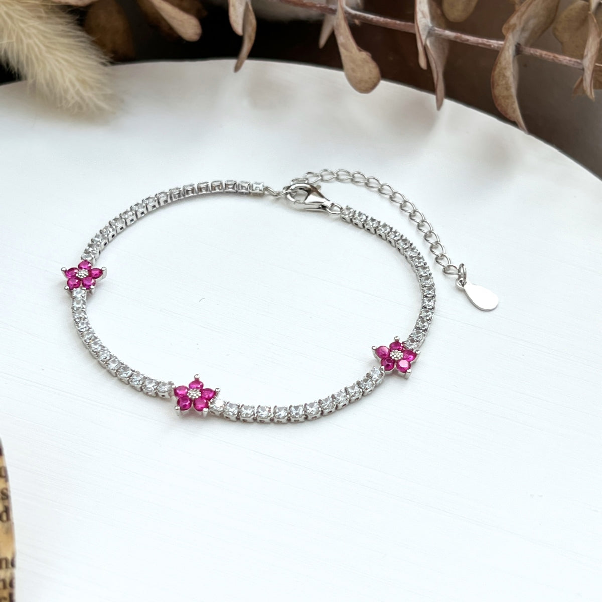 S925 Silver Bloom Tennis Bracelet