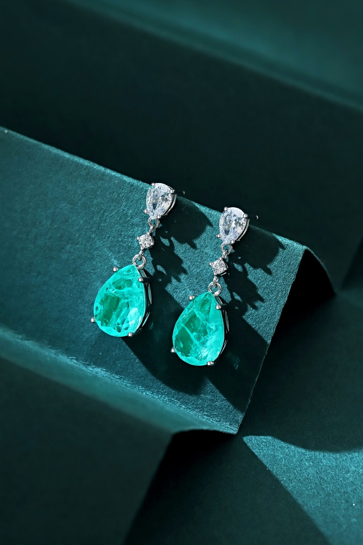 S925 Silver Synthetic Stone Teal Blue Earrings