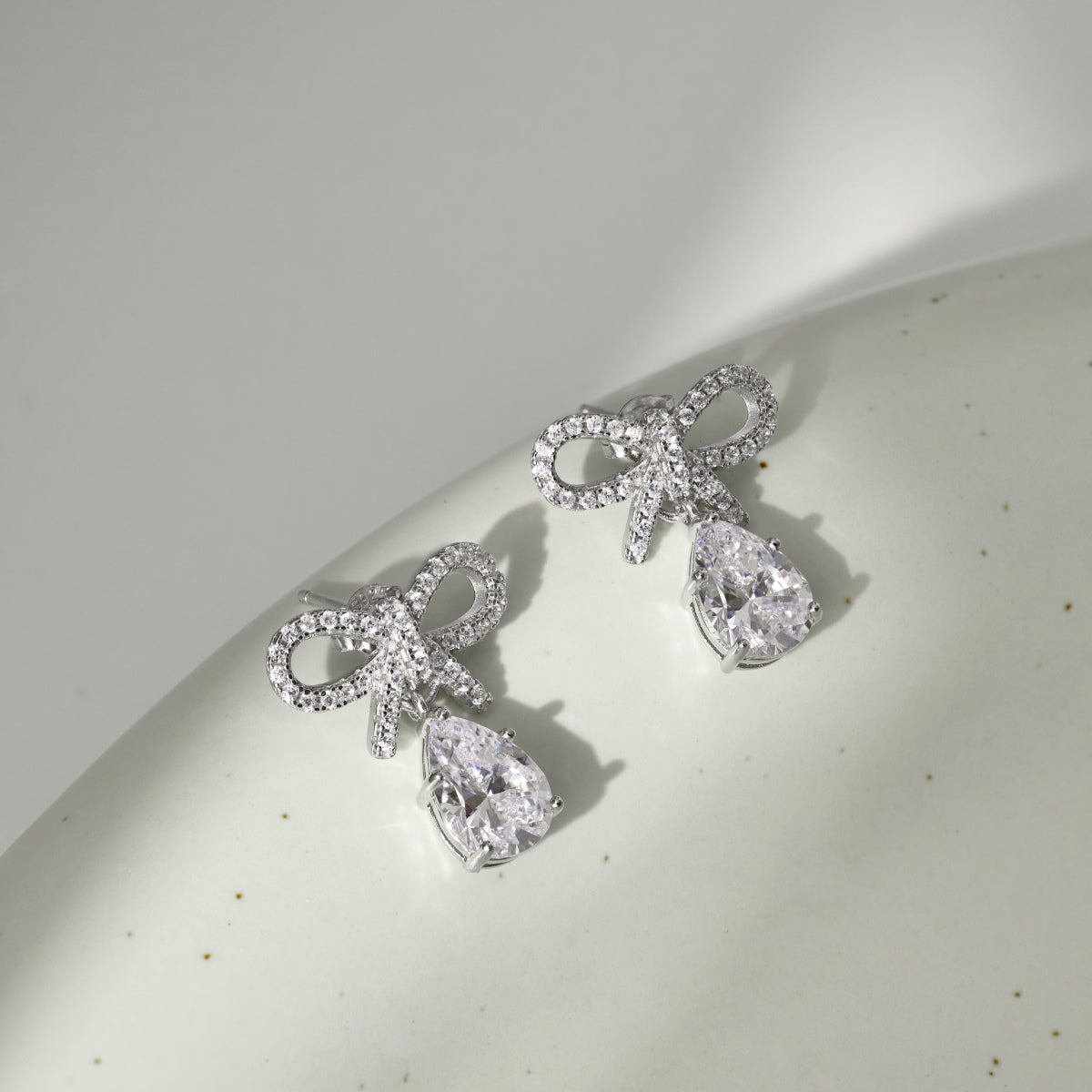S925 Silver Bow Drop Earrings