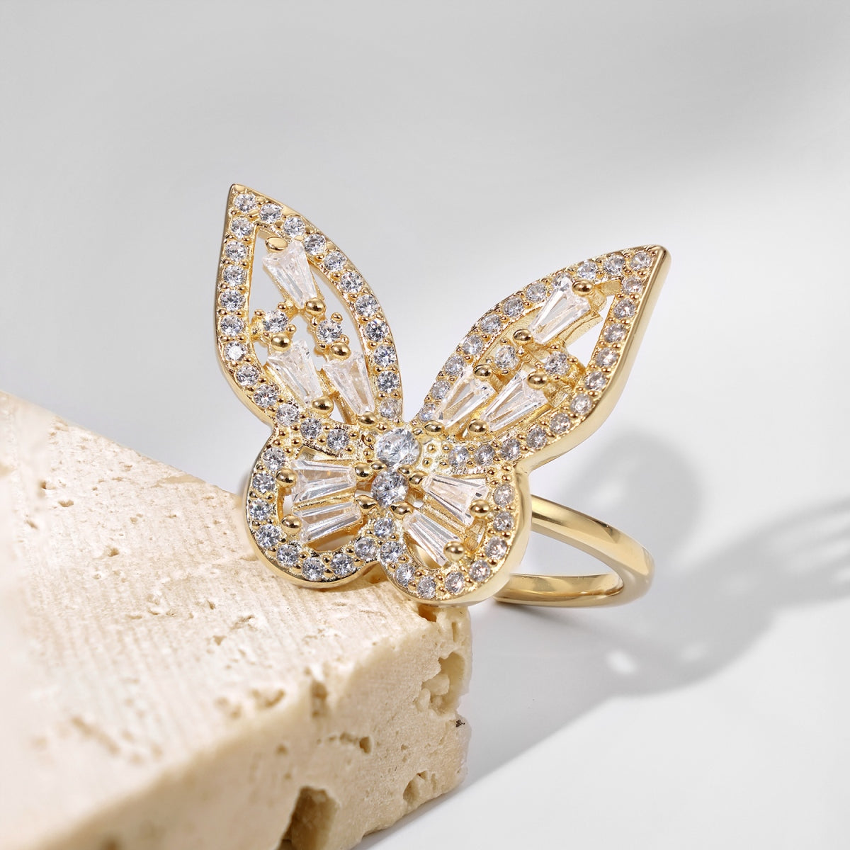 S925 Silver 18k gold-plated Butterfly Motif ring