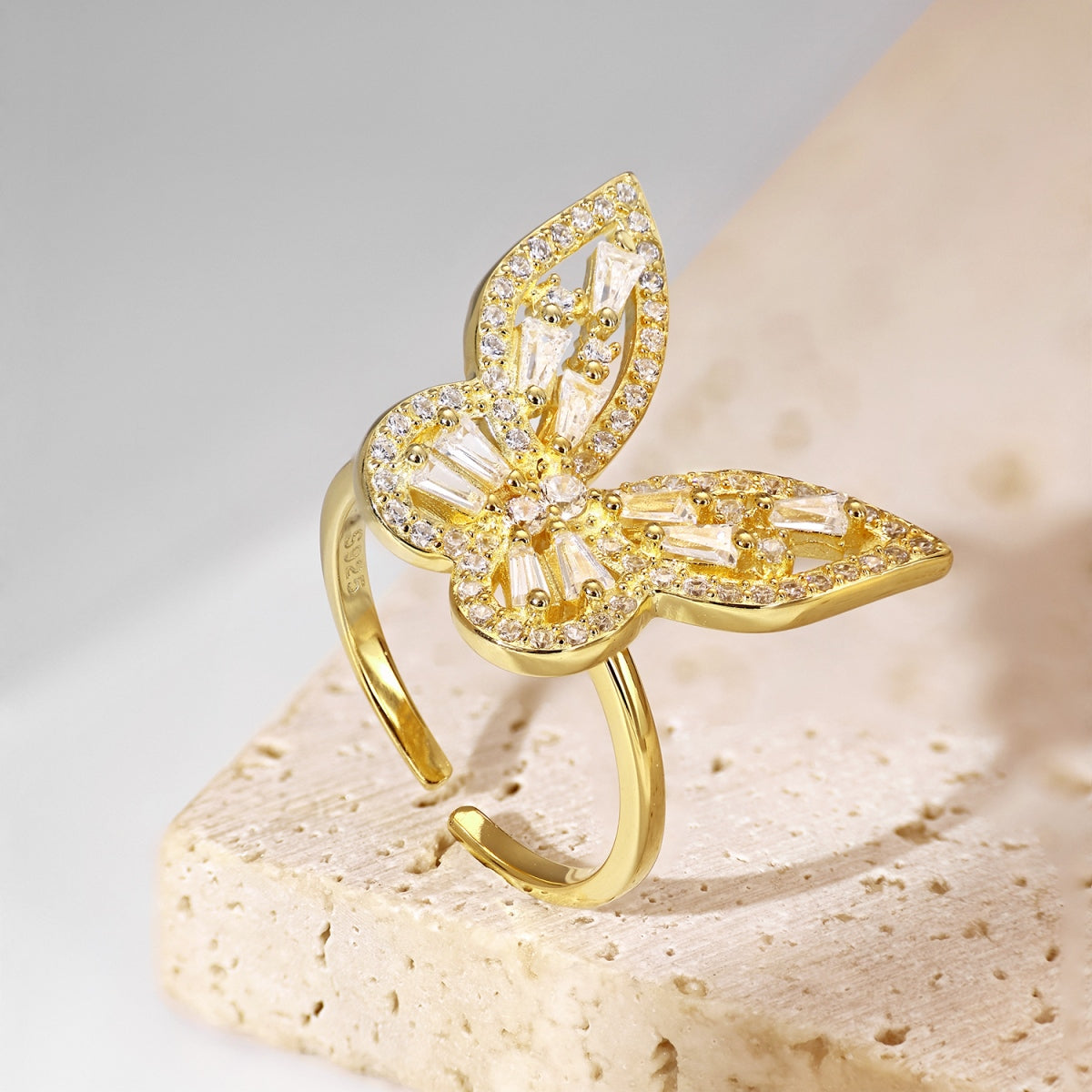 S925 Silver 18k gold-plated Butterfly Motif ring