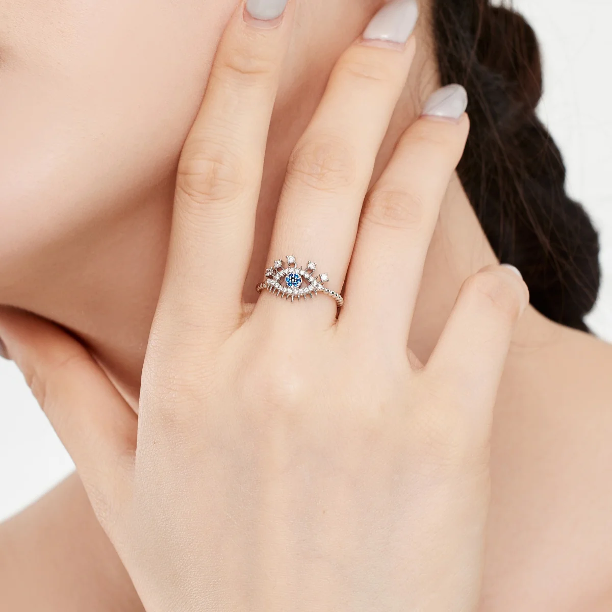 S925 Rhodium-Plated Gaze Ring