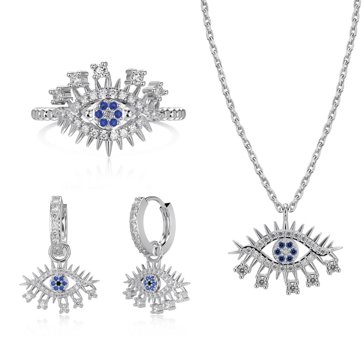 S925 Rhodium-Plated Gaze Set