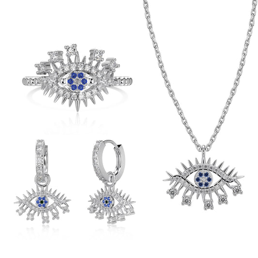 S925 Rhodium-Plated Gaze Set