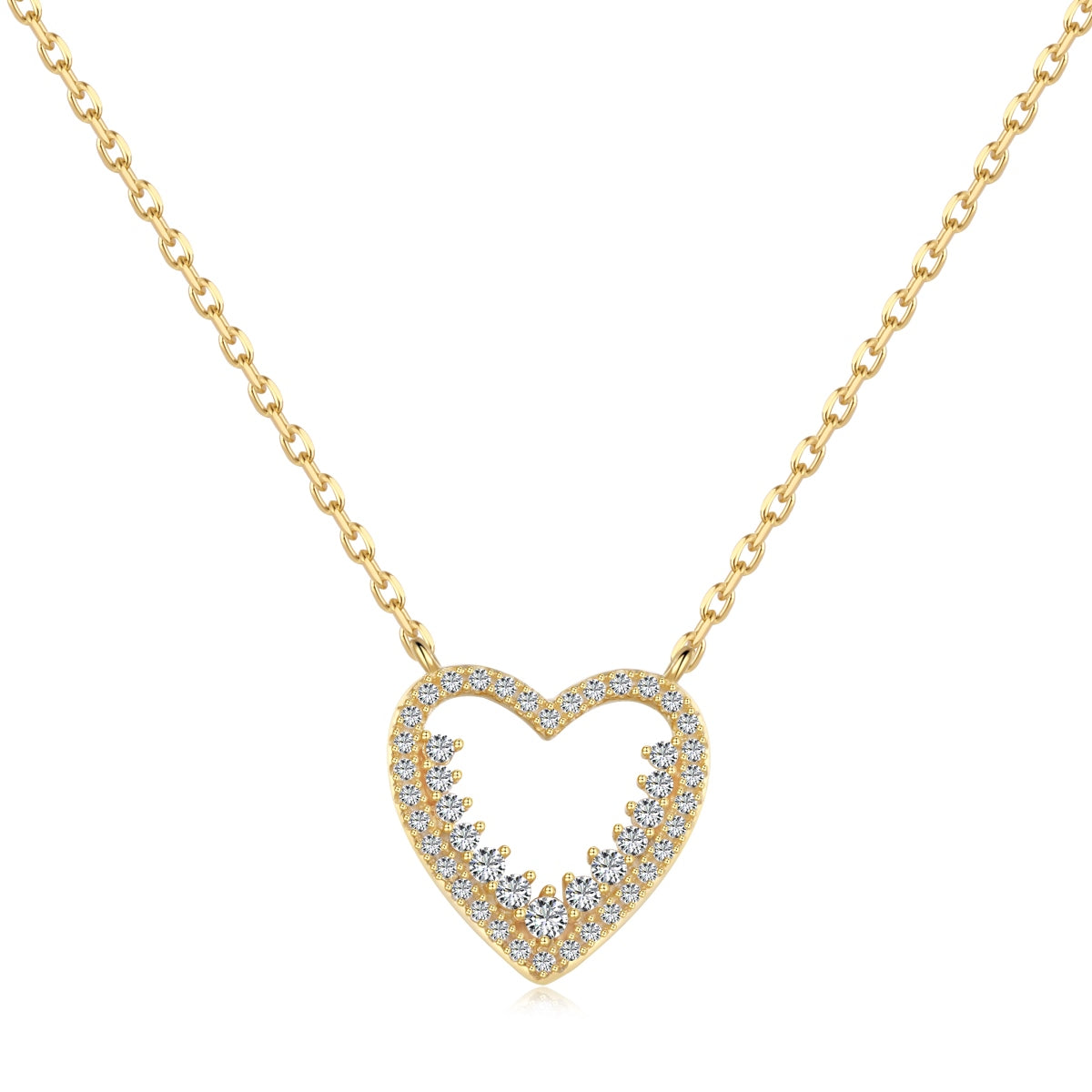 S925 Silver 18K Gold-Plated Open Heart Necklace