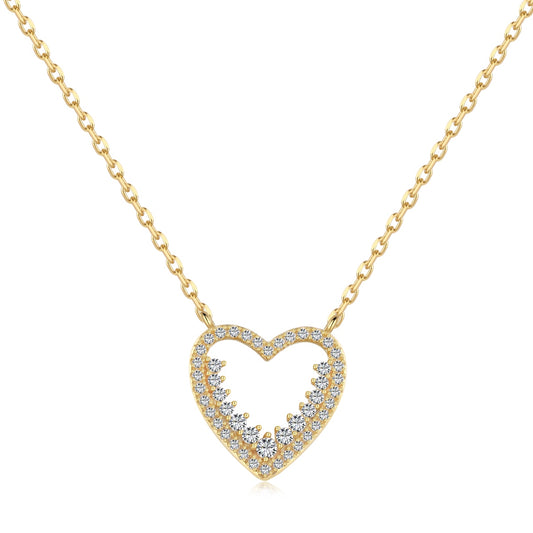 S925 Silver 18K Gold-Plated Open Heart Necklace