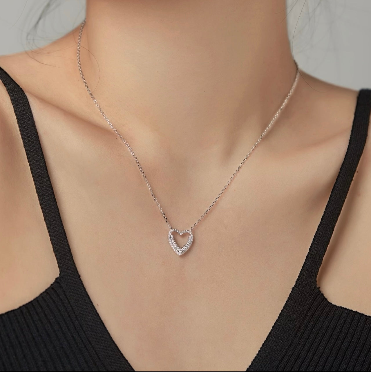 S925 Silver Open Heart Necklace