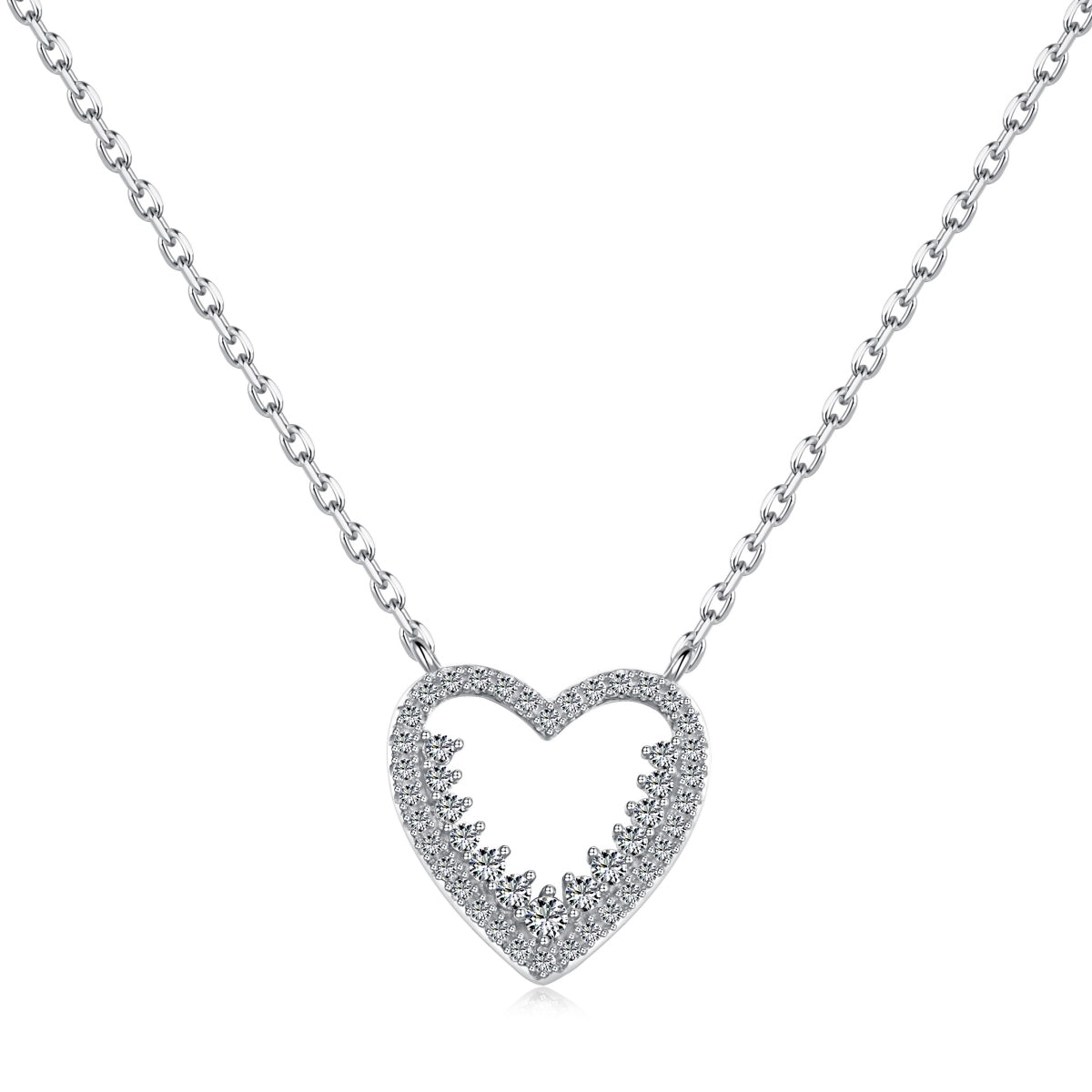 S925 Silver Open Heart Necklace