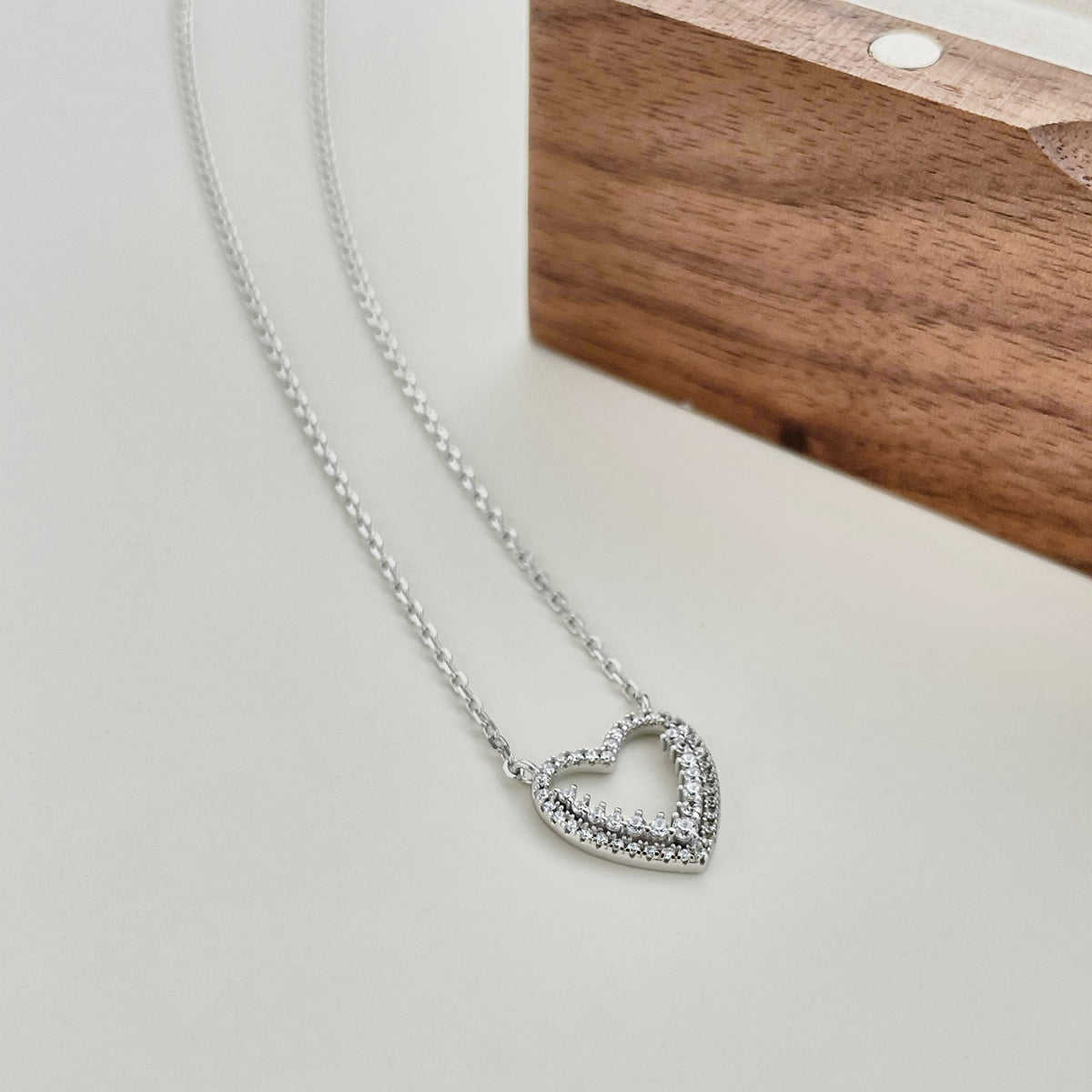 S925 Silver Open Heart Necklace