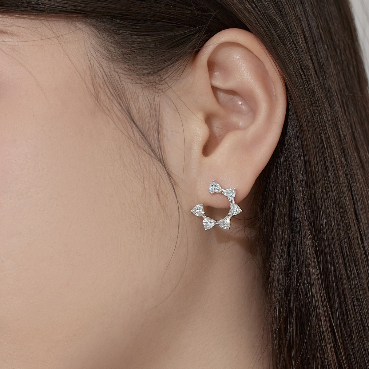 S925 Silver Star with Heart-Shaped Stone Earrings