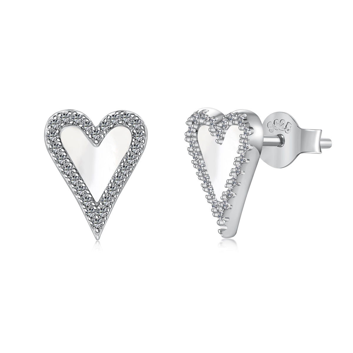Eternal Grace: S925 Rhodium-Plated White Heart Earrings